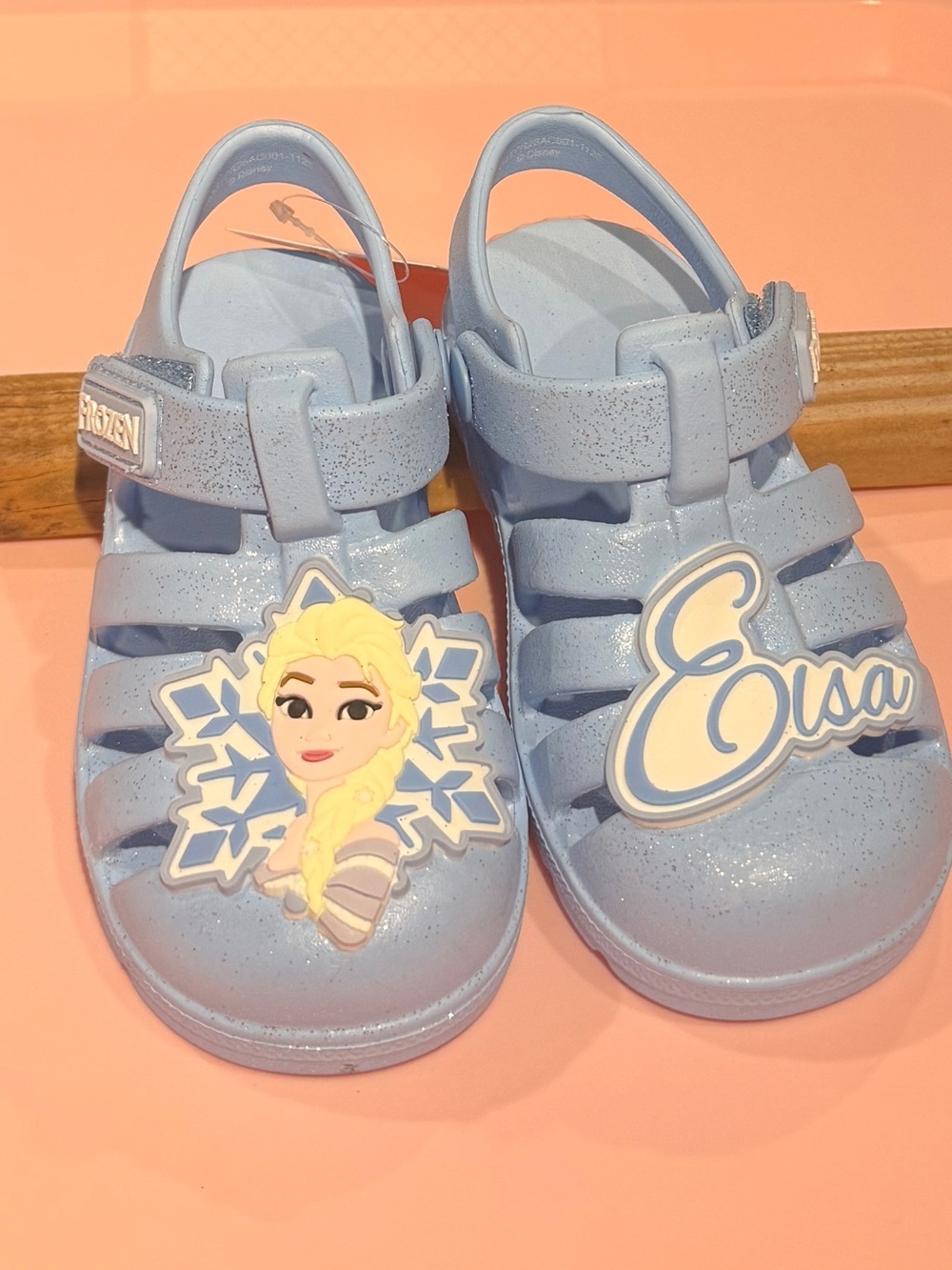 Disney Elsa Light Blue Kids Jelly Sandals with Elsa & Snowflake size 8 NWT
